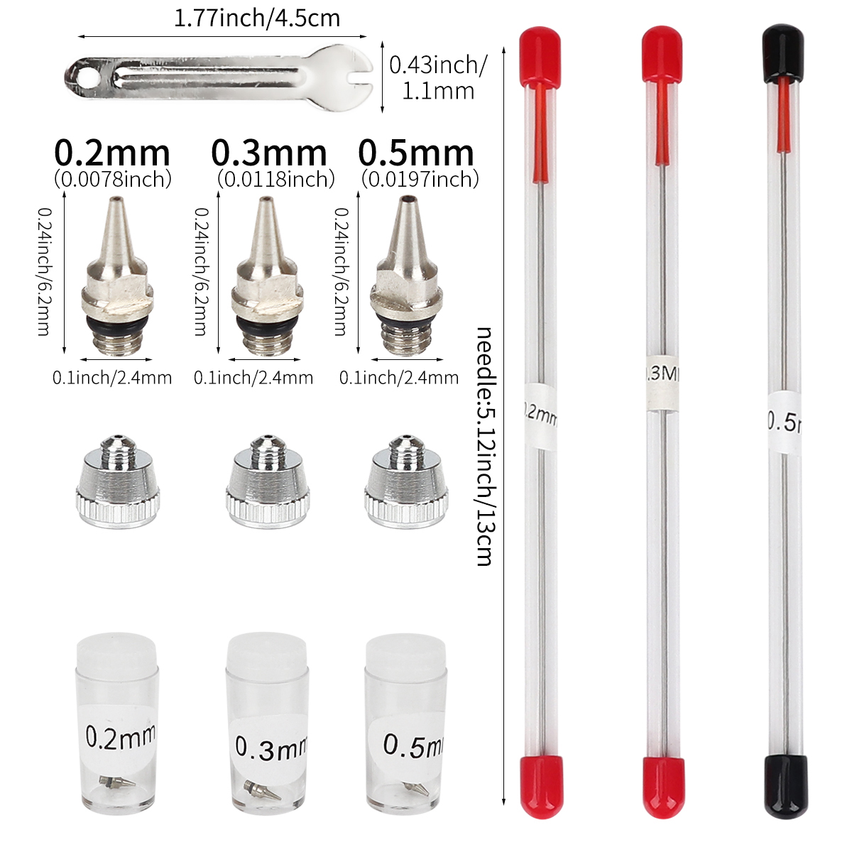 3pcs set 0.2/0.3/0.5mm Airbrus - Hvlp Spray Gun Gravity Feed recension och pris