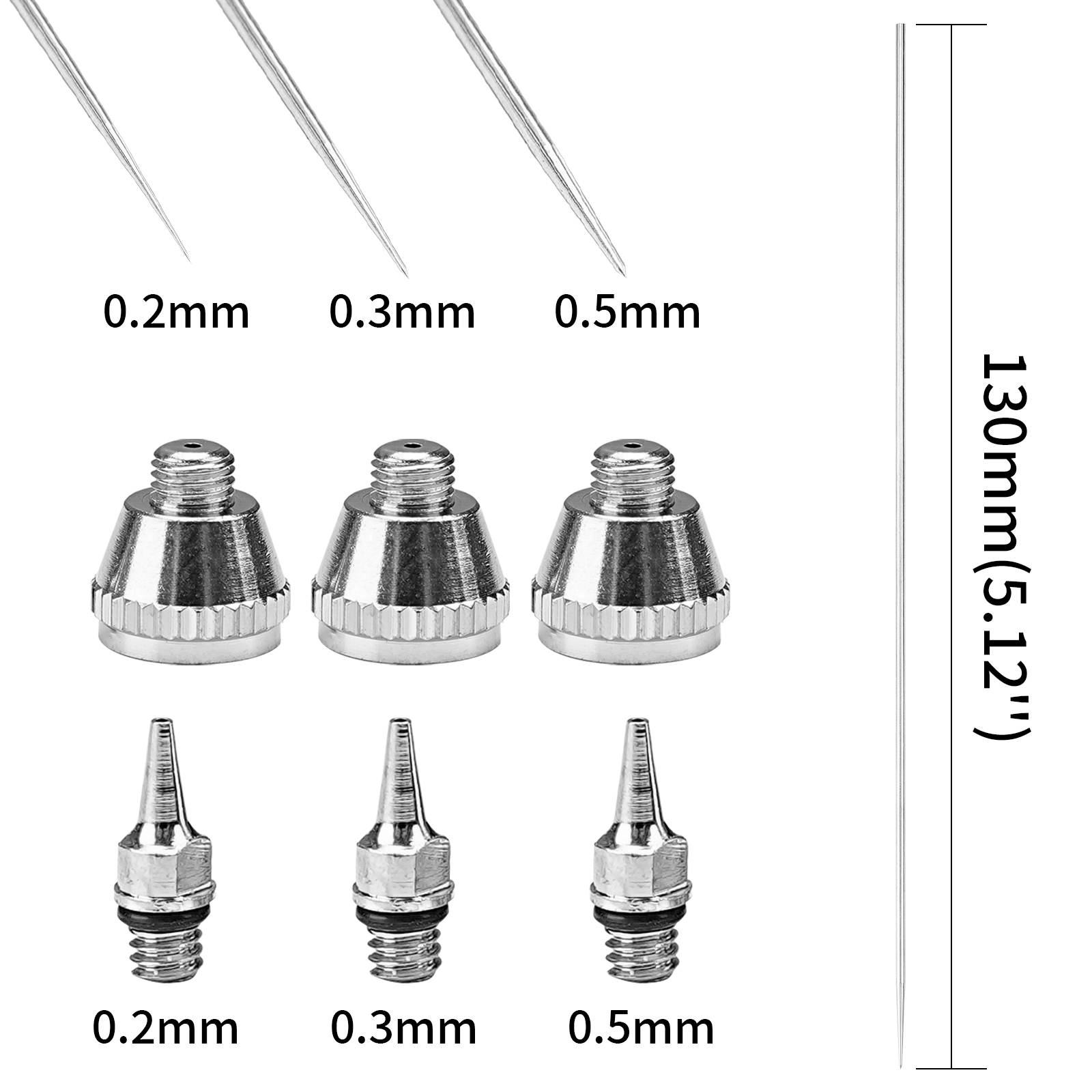 1/3pcs set 0.2/0.3/0.5mm Airbr - Hvlp Spray Gun Gravity Feed recension och pris